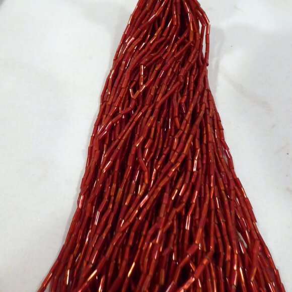 NEW 6” CHRISTMAS HOLIDAY RED BEADED SEED BEAD STAR TASSEL ORNAMENT LOT OF 4 - Picture 10 of 10